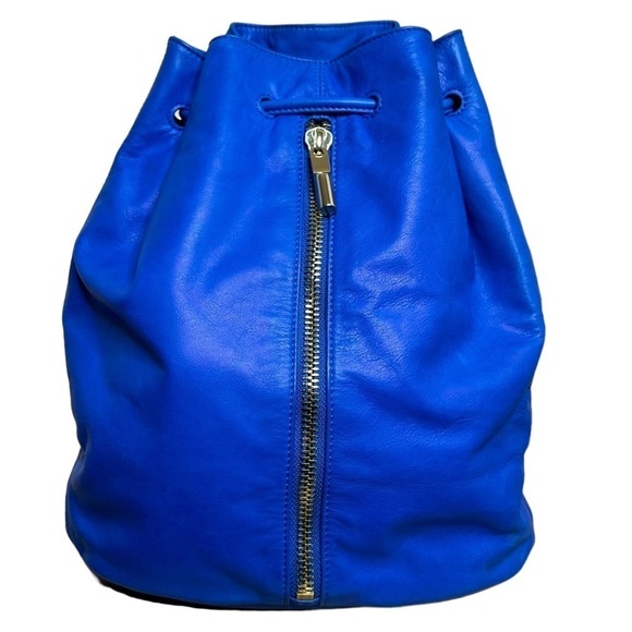 Elizabeth and James Electric Blue Leather Cinch Top Backpack Bucket Bag main image 10